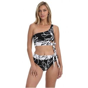 LA BLANCA | Moonlit One Shoulder Midkini Top & Convertible High Waist Bottom